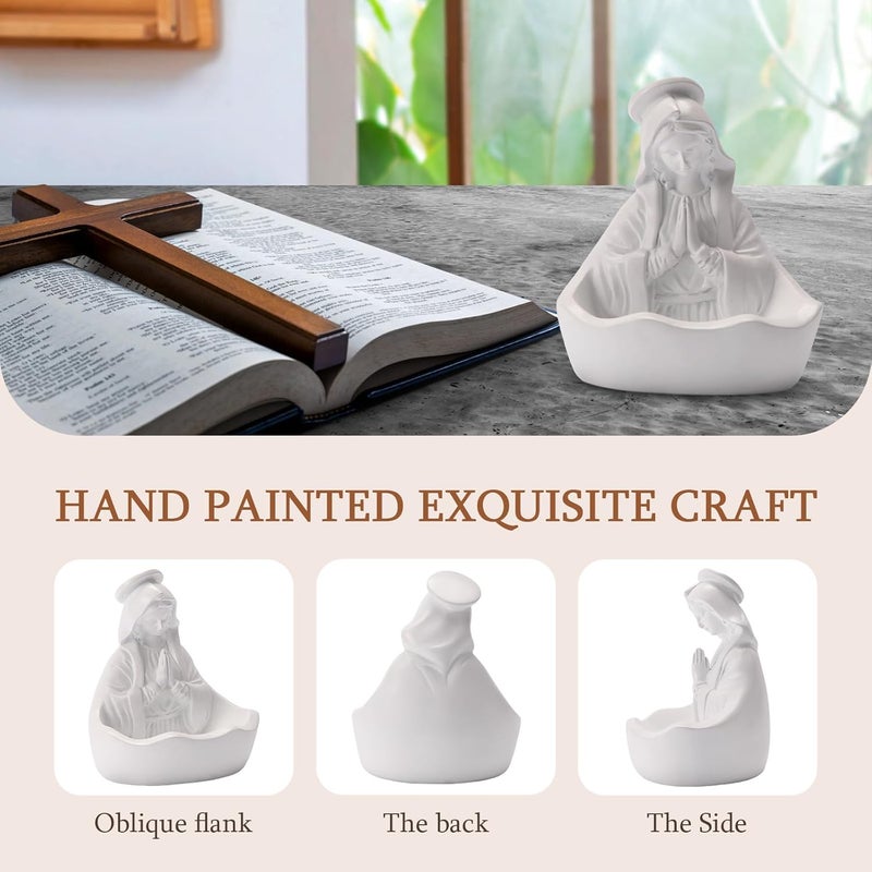 ULVEOL Virgin Mary Statue, Catholic Gifts for Women, Virgin Mary Keepsake Rosary Holder, 5.5" Blessed Mother Statues, Catholic Decor (White) - Image 4